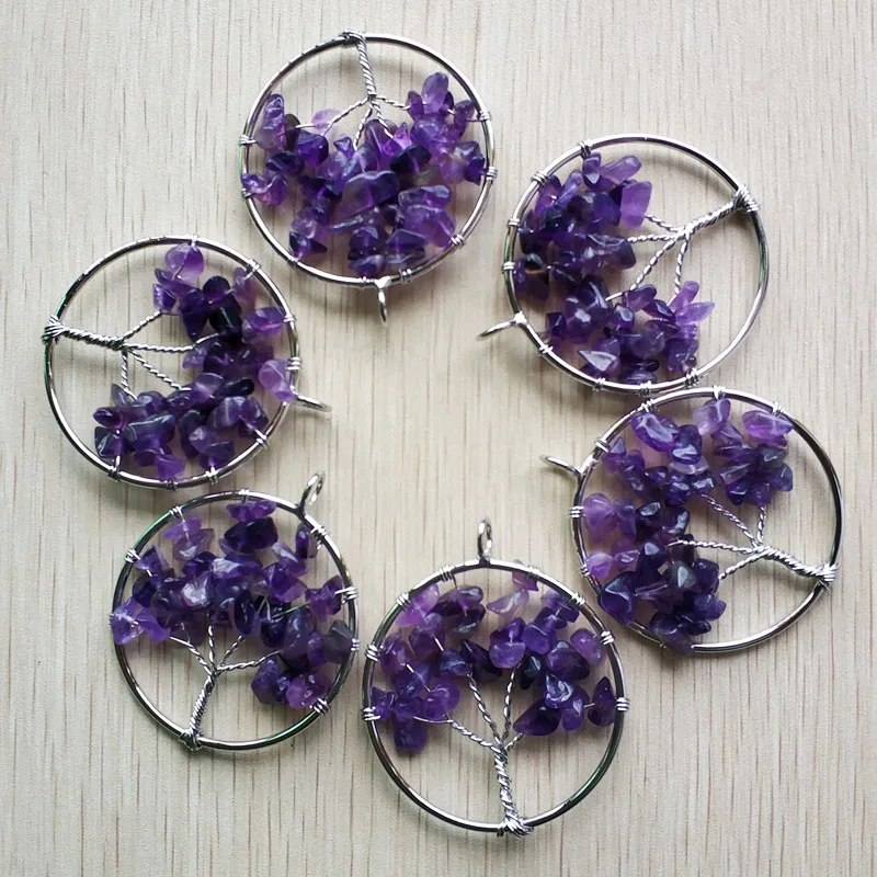 

Wholesale 12pcs/lot fashion natural stone Tree of life handmade wire wrapped Pendants 50mm for jewelry necklace marking free