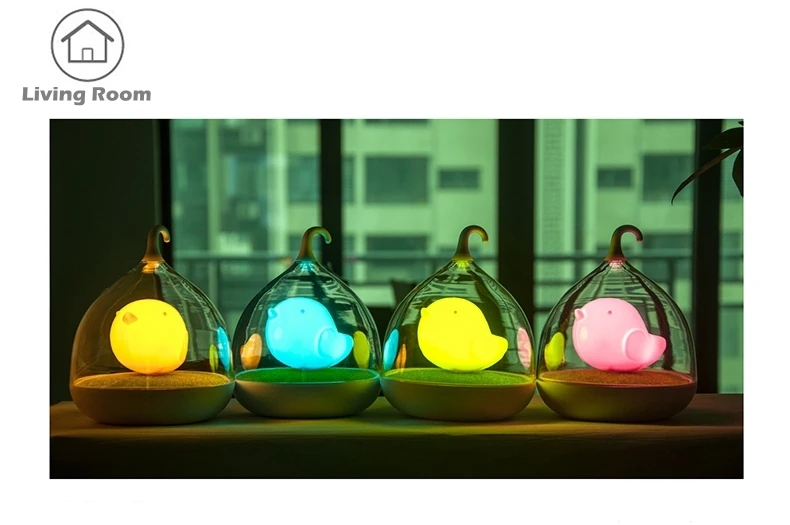 Креативные милые клетка светодиодный ночник USB Перезаряжаемые сенсорный диммер настольная птица света Портативный ночника для детей