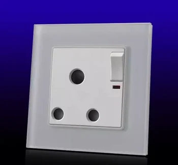 

Free Shipping, UK 15A socket with switch,KT075,Tempered Glass frame 4MM