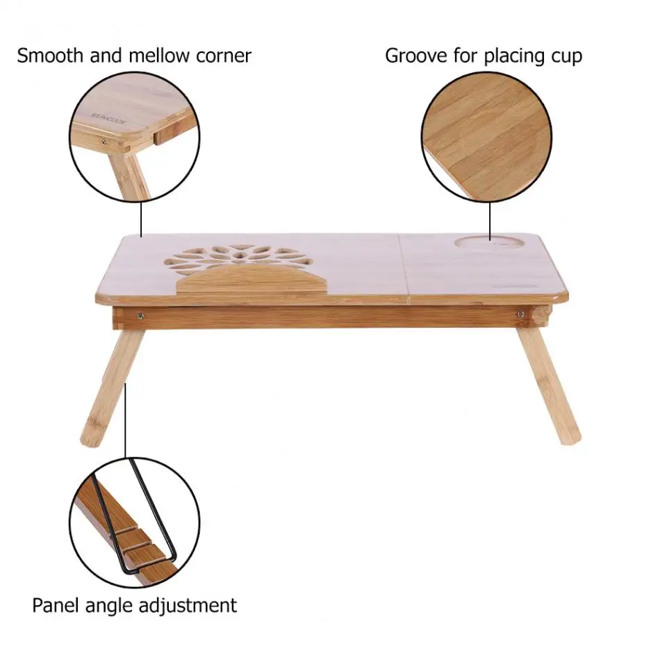 Портативный складной Бамбуковый стол для ноутбука, диван-кровать, Офисная подставка для ноутбука, поднос, стол, кровать, стол для компьютера, ноутбука, книг