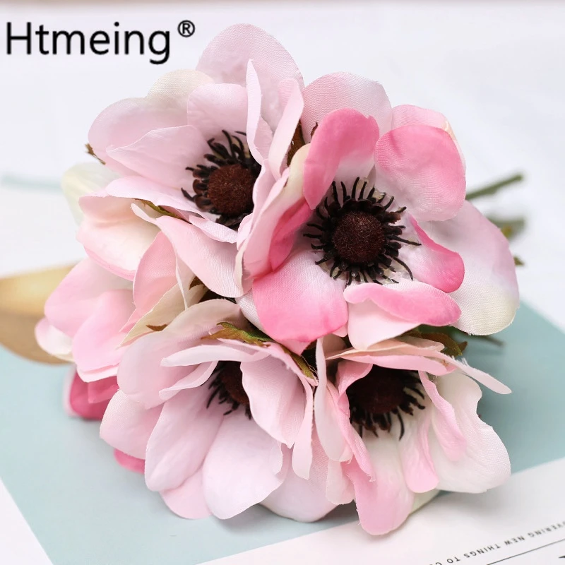6PCS/LOT Silk beautiful Artificial Anemone flowers Home Furnishing