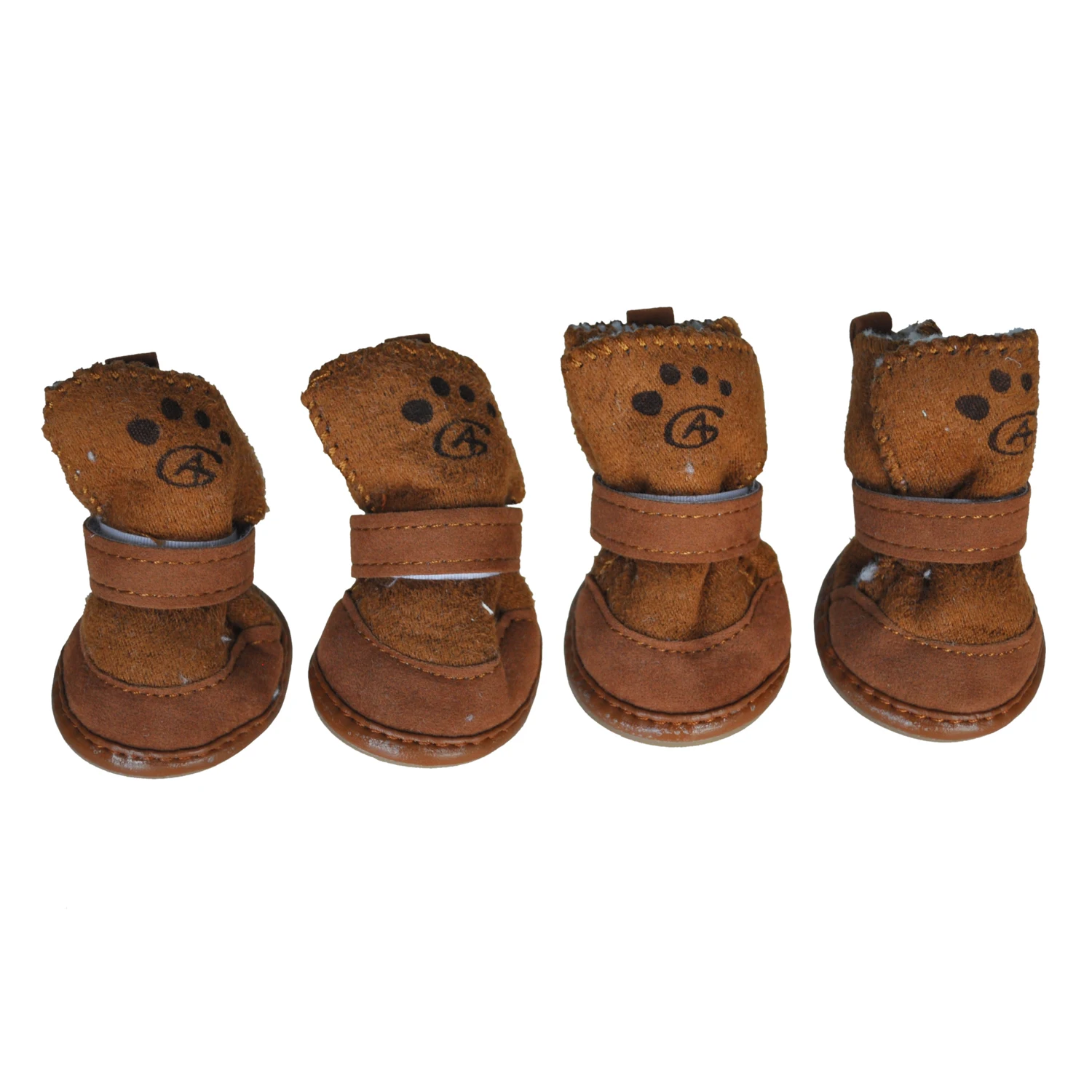 Brown Hook Loop Closure Booties Pet Dog Chihuahua Shoes Boots 2 Pair S