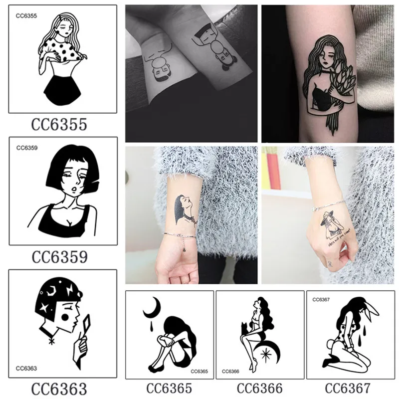 25 Styles Waterproof Temporary Tattoo Sticker old school lily cool girl tatto stickers flash tatoo fake tattoos for lady women