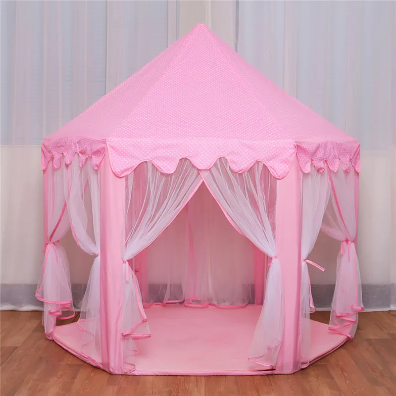 

47''x55'' XL Size Lovely Girls Pink Princess Castle Play House Outdoor Kids Toys Play Folding Tent W/Pad Tent For Children Kids