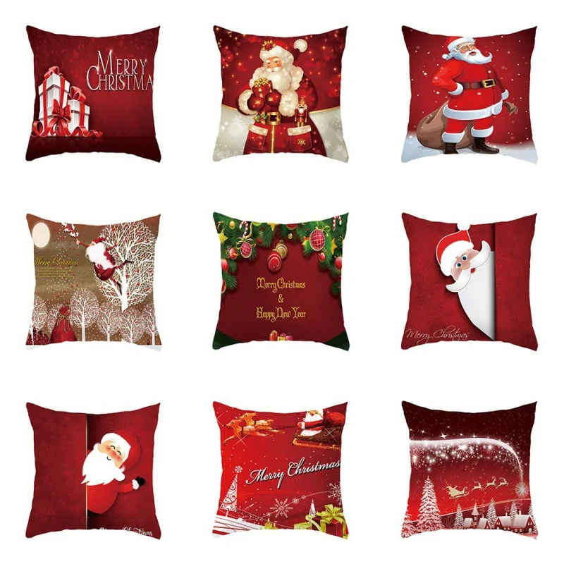 

Xmas Style Cotton Linen Pillowcase Cover Merry Christmas Santa Claus Home Rome Decorative Pillows Nordic Happy New Year Gift