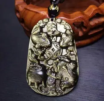

natural stone Golden toad charm pendant necklace