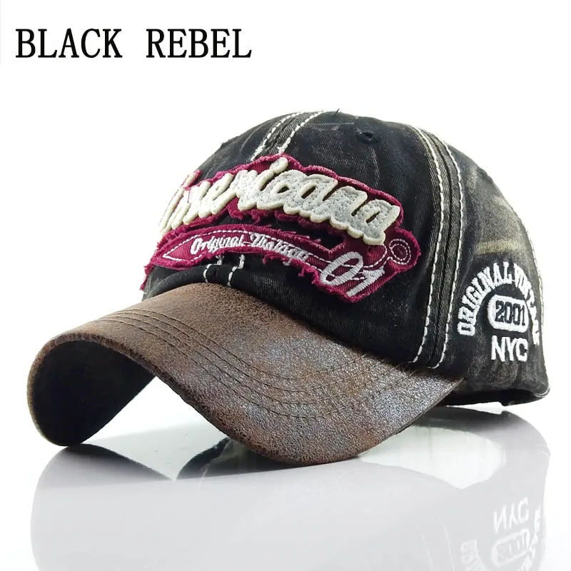 Black Rebel Denim Baseball cap Snapback Hats Autumn Summer Hat for Men