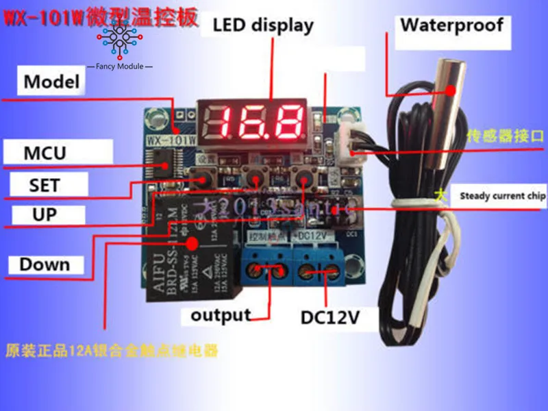 Термостат цифровой светодиодный температурный контроль переключатель доска цифровой регулятор температуры G2-005 сенсор-40-120C WX-101W