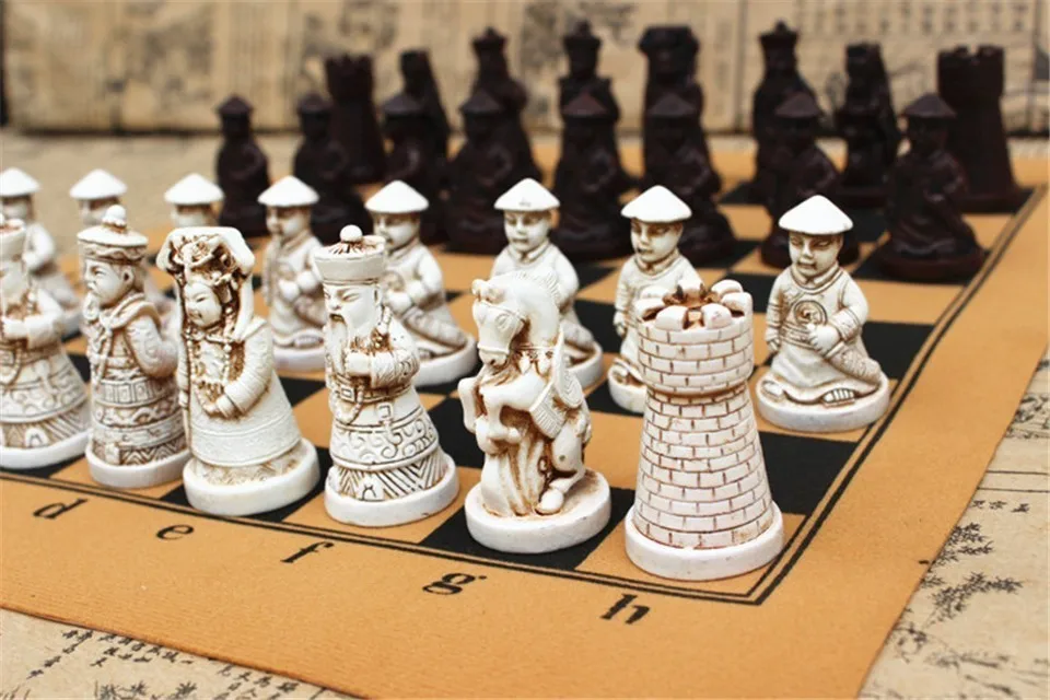 Античные шахматы средние шахматы шахматная доска Смола реалистичные фигуры персонажи мультфильмов развлечения подарки Easytoday