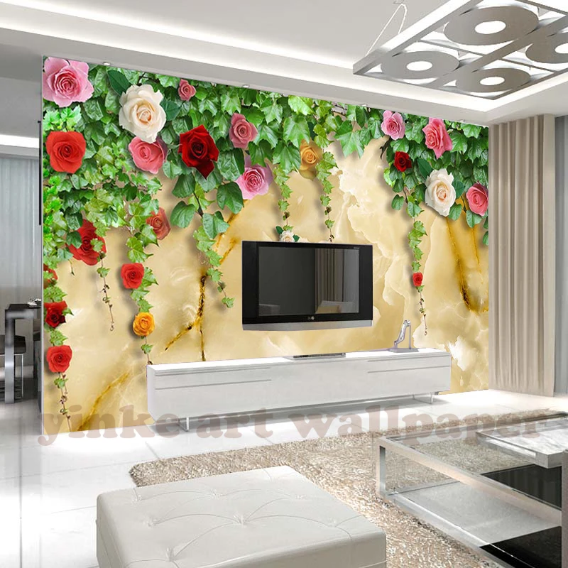 Пользовательских фото настенные Бумага 3D стерео современный Роза росписи невесты комнаты кафе Свадебный дом фоне стены Бумага для стен 3 D