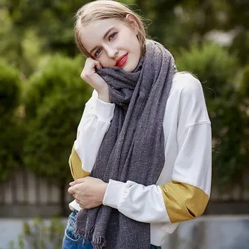 

Womens Fashion Wool Cashmere Scarf Pashmina Large Size Shawl Wraps Couples Solid Male Ladies Long Winter Scarves Women Shawl New