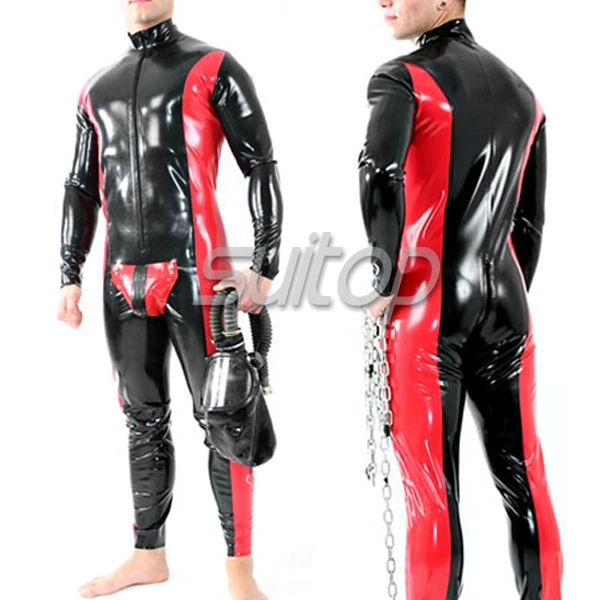 

Men 's latex jumpsuit rubber zentai with code peices in 0.6 mm thickness heavy latex hand made suit