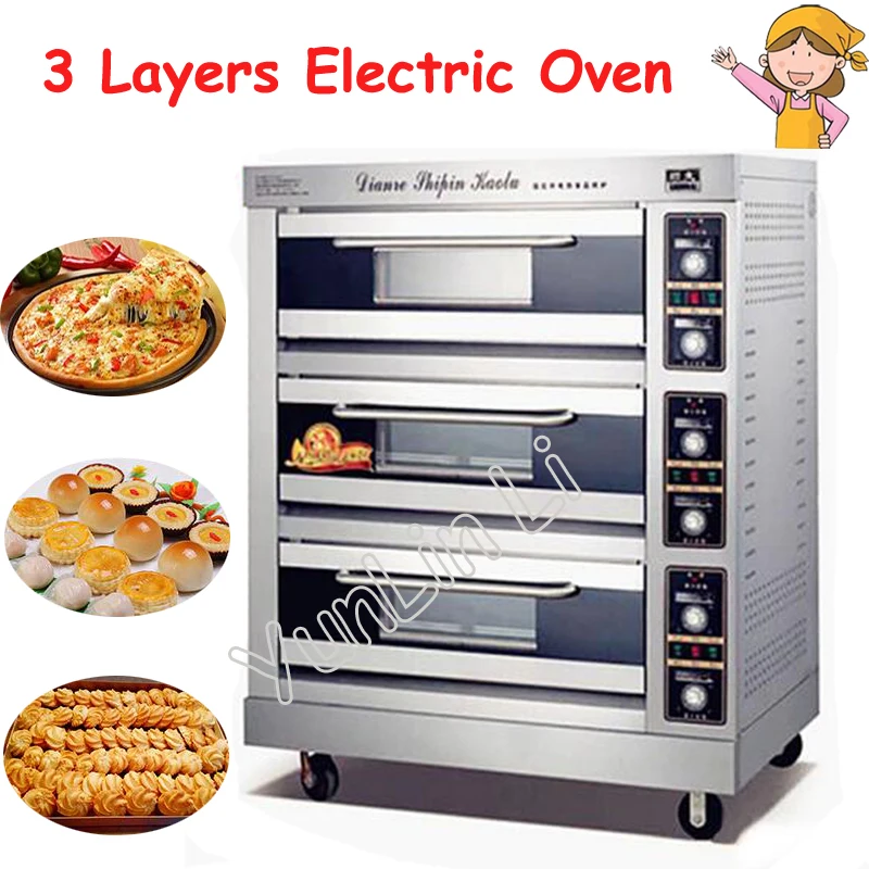1200W Commercial Electric Oven 3 Layers 6 Pans Baking Bread Cake Pizza Making Machine FKB-3 | Бытовая техника