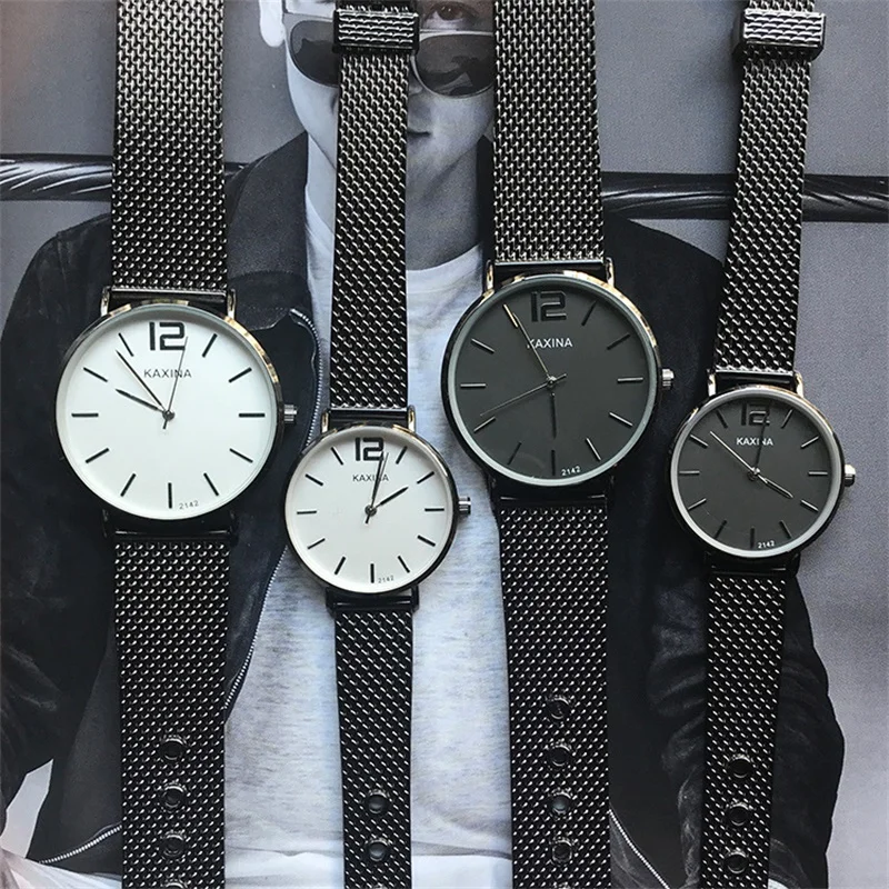 シンプルな黒 白腕時計プラスチックストラップ現代ファッションメンズレディースクォーツ腕時計 19 Kaxina ブランド超薄型女性時計 Aliexpress 腕時計