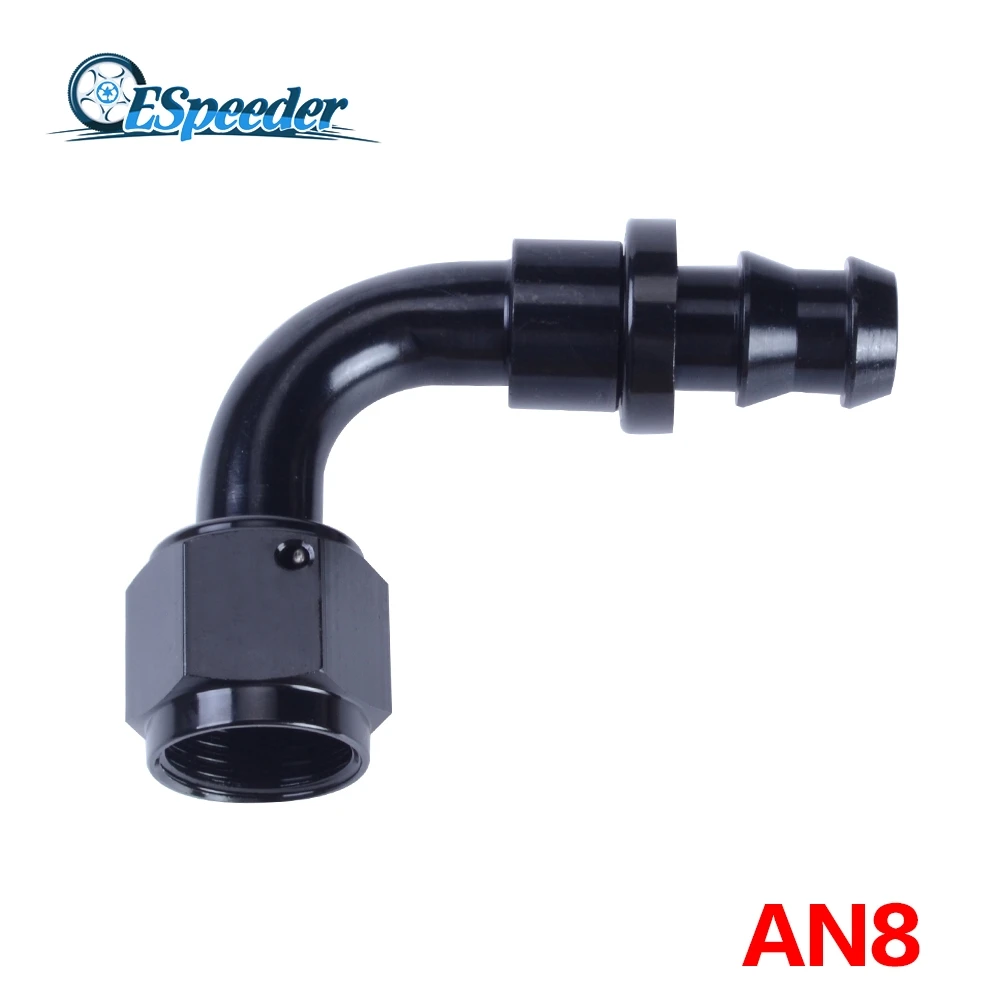 ESPEEDER AN8 Push On Black 90 Degree Aluminum AN Fittings Fuel Oil