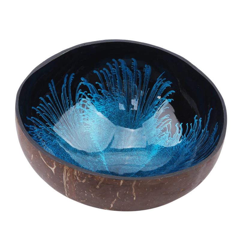 Креативная натурная чашка в виде кокоса чернила креативный орнамент чаша для хранения экологичный суп салат лапша секция для хранения чашка в виде кокоса - Цвет: blue