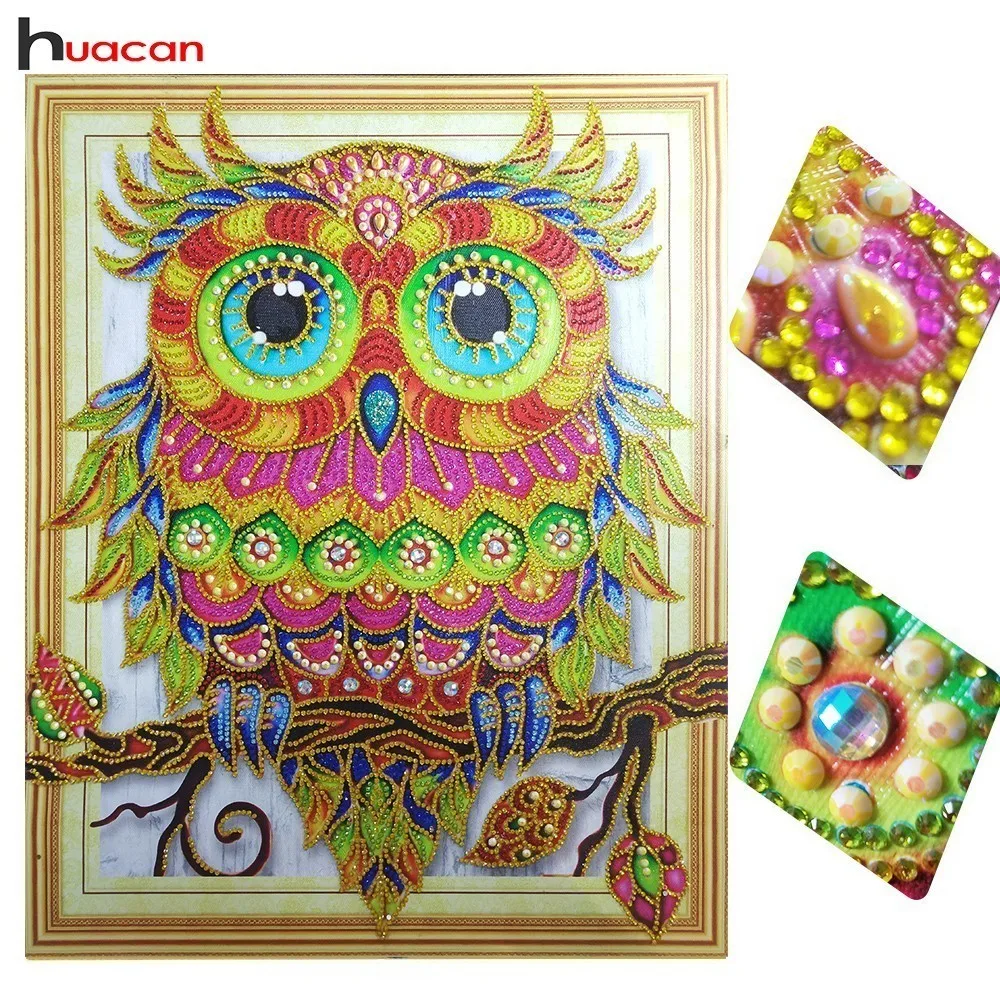 Huacan Diamond Painting Animal Special Shape Diamond Embroidery Owl