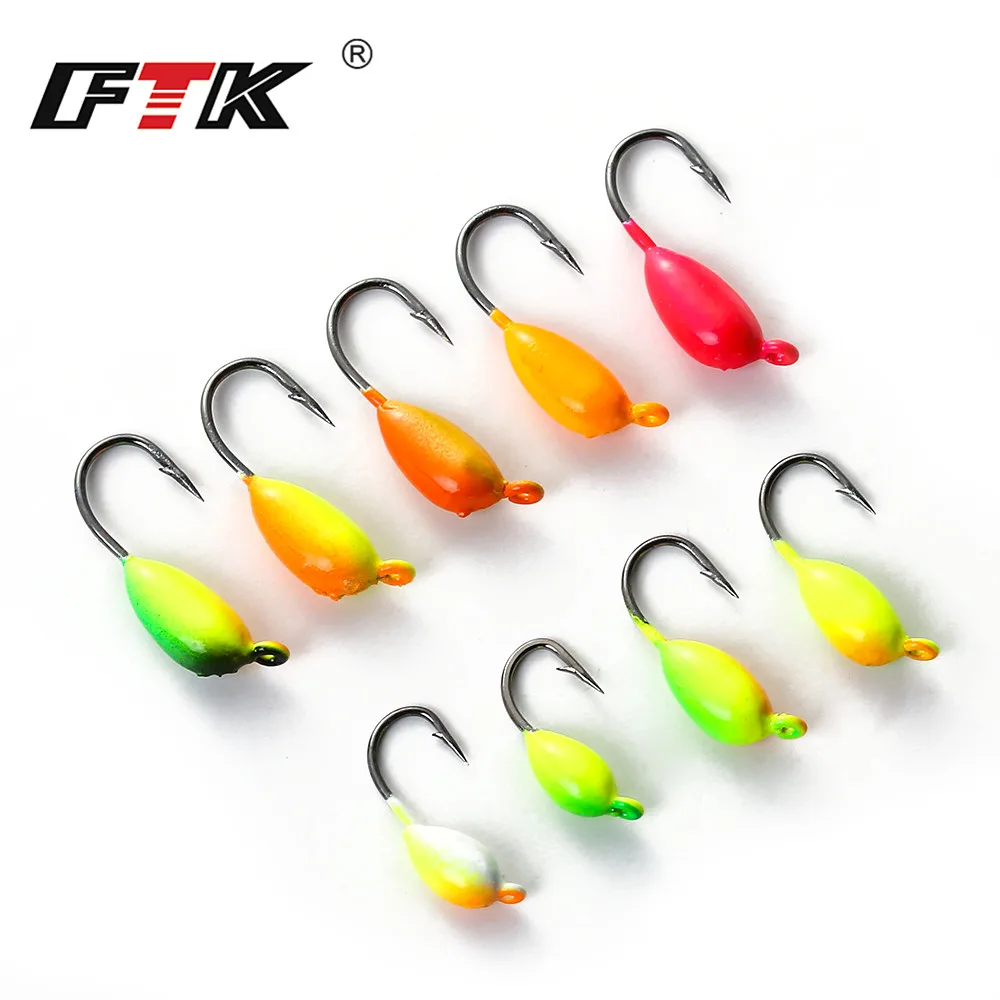 FTK 5pcs Ice Fishing Jig Bait Carp Fishing hooks Lead Hard Hook Winter