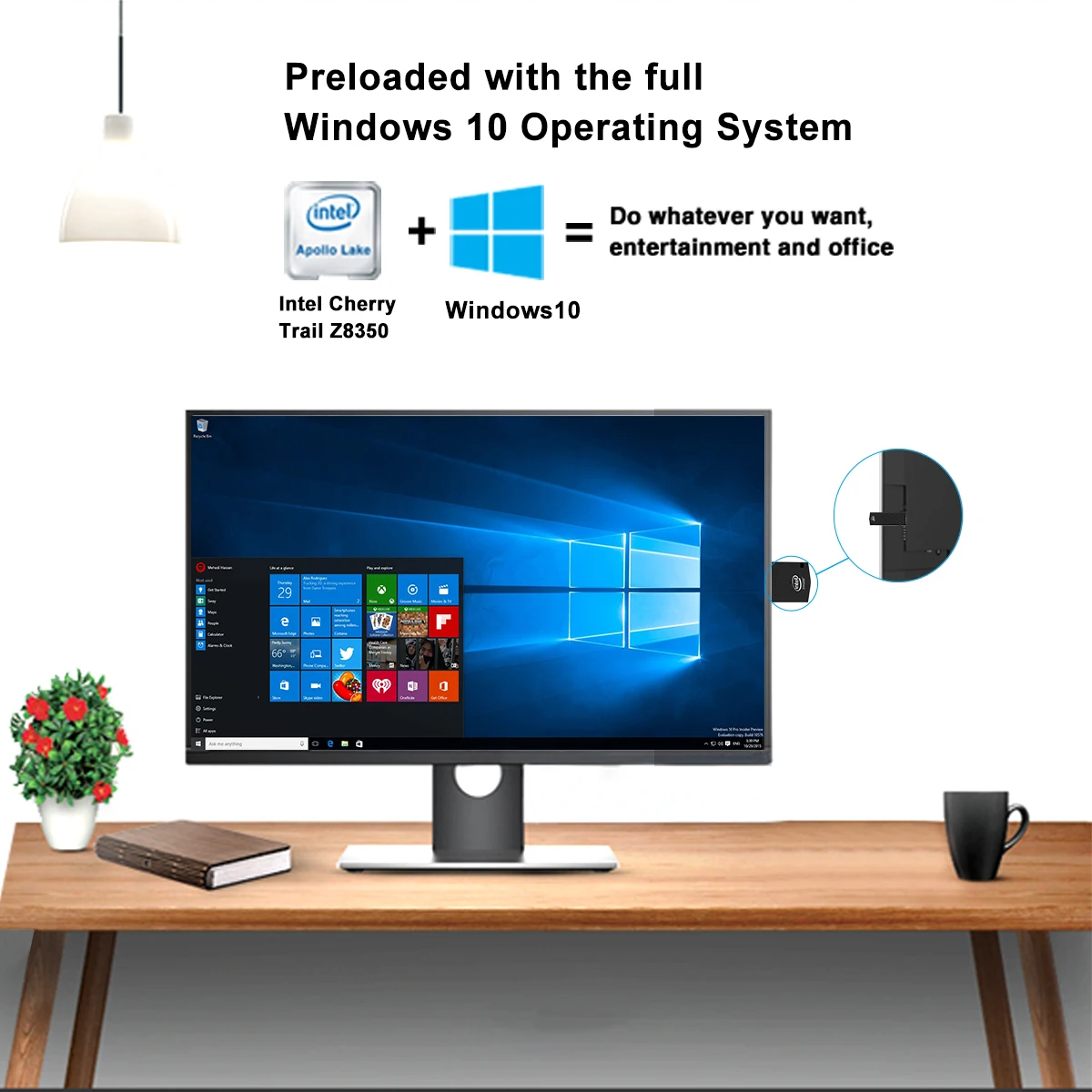 Мини компьютер T6 Windows 10 Intel Atom Z8350 2 ГБ/32 ГБ 4 ГБ/64 ГГц и 5 8 Wi Fi BT4.2|Мини ПК| |