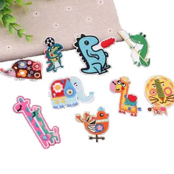 

10PCS Embroidered Cartoon Animal Sticker Iron On Sew On Dinosaur Lion Elephant Chicken Patch DIY Clothes Appliques Iron Patch