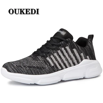 

OUKEDI Lightweight Running Shoes Men Plus Size 39-48 Spring Summer Shoes Knit Upper Breathable Sneakers Sport Shoes Man