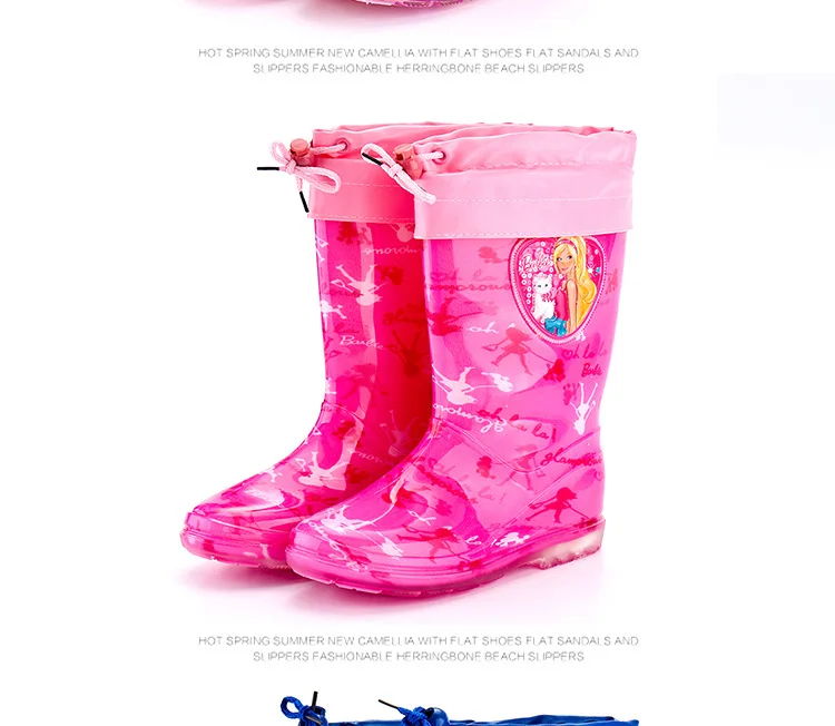 new Disney princess frozen children Plus velvet thick warm rain boots rubber shoes cartoon PVC girls water shoes size 32-38