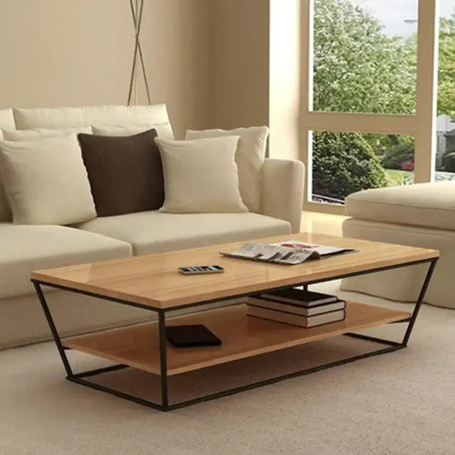 Trader Retro Modern Minimalist Personality Iron Wood Coffee Table