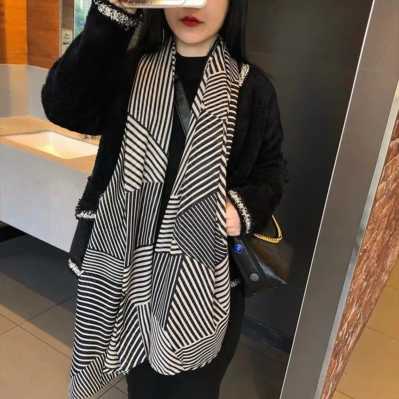 

MARC Scarf female new cotton and linen scarf Striped decorated Fashion warm scarf zebra pattern shawl long scarf 2019 Hot sale
