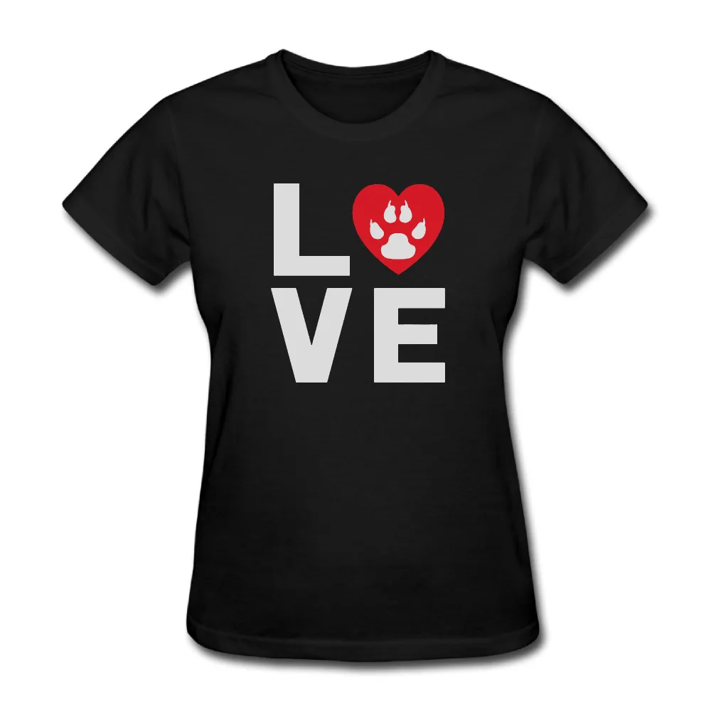 Womens Animal Lover Dog Paw Funny short sleeve T Shirt cotton Blackt