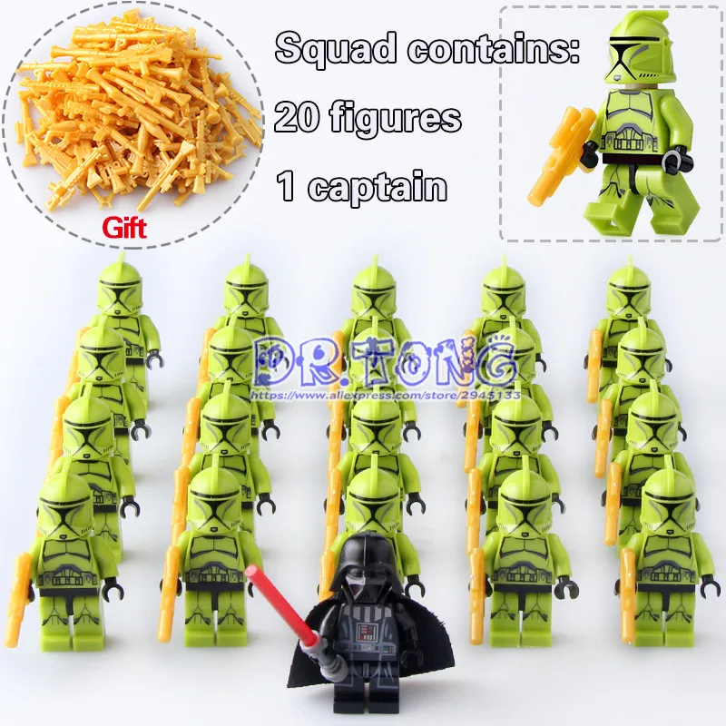 DR.TONG 21PCS/LOT STAR WARS Blocks Star Wars Clone Trooper Figure with Weapons Building Blocks Bricks Toys Children Gifts