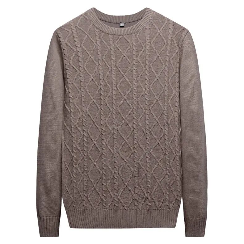 2019 Thicken Cable-Knit Sweater Men Cotton Knitted Crew Neck Men Pullover Autumn Winter Male Sweater MuLS Brand 3XL Dropshipping 03