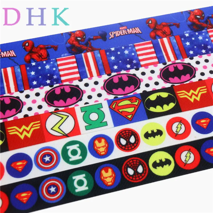 

DHK 7/8'' Free shipping superman hero batman marvel printed grosgrain ribbon Accessory hairbow headwear decoration 22mm B1563