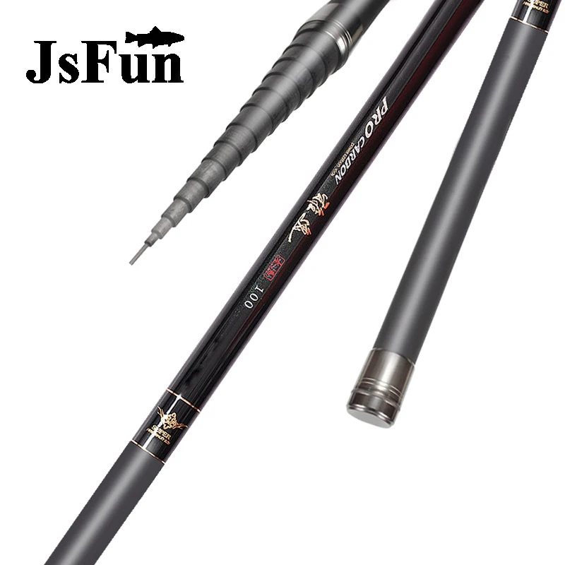 

JSFUN 8M/9M/10M/11M/12M Carbon Fiber Stream Rod Power Hand Rod Superhard Ultralight Comfortable For Sea And Stream Fishing FG158