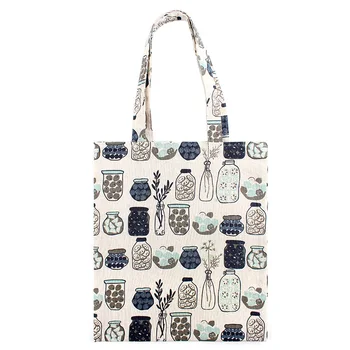 

NEW Cotton linen cloth shoulder bag bottle jar portable shopping bag student bags for women 2018 handbag tote travel bag
