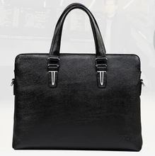 Bolsos hombre marca famosas vintage genuine leather briefcases black men’s business bag designer laptop handbag portfolio B00030