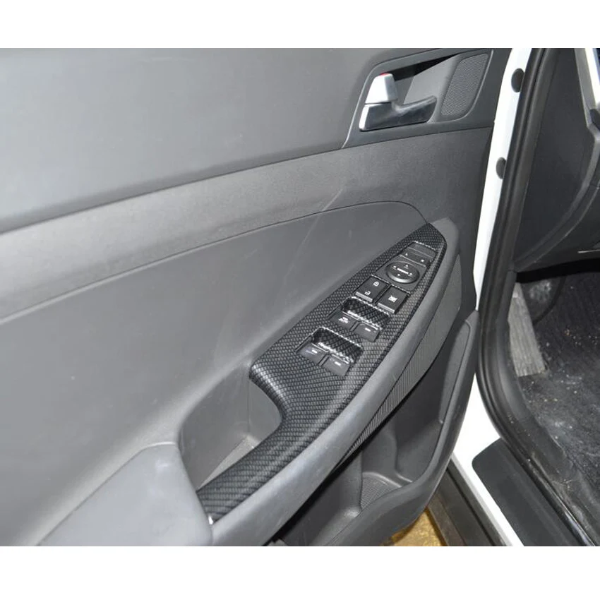 

4Pcs/set Car Interior Door Handle Armrest Panel Window Switch Button Frame Trim Cover Styling For Hyundai Tucson 2015