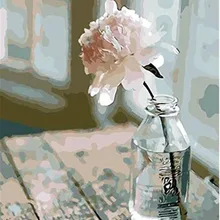 Лидер продаж один розовый цветок в бутылке печатных DIY цифровой живописи маслом по номерам ручная роспись маслом 40x50 см без Рамки