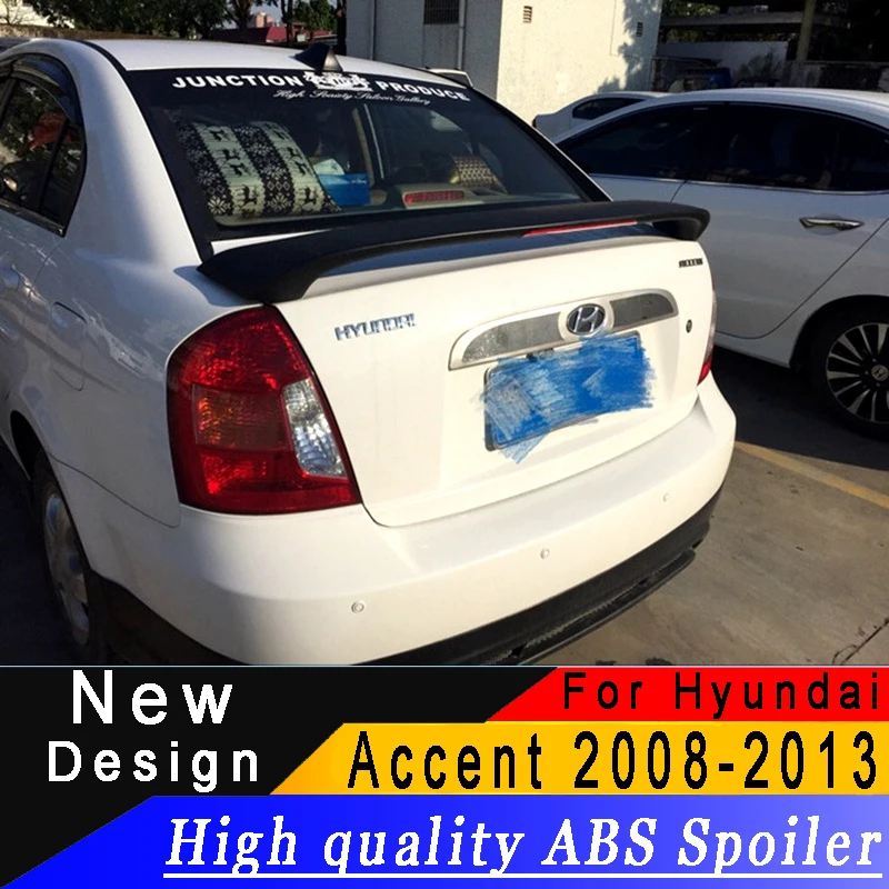 

For Hyundai Accent 2008 2009 2010 2011 2012 2013 spoiler ABS material Primer or any color Rear wing spoiler