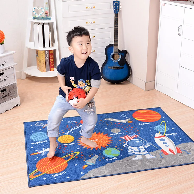 100x137 СМ Нейлоновые Ковры для Гостиной Дома Солнечной Системы Стиль Коврики Ребенка Играть Ползать Коврики Дети Коврики