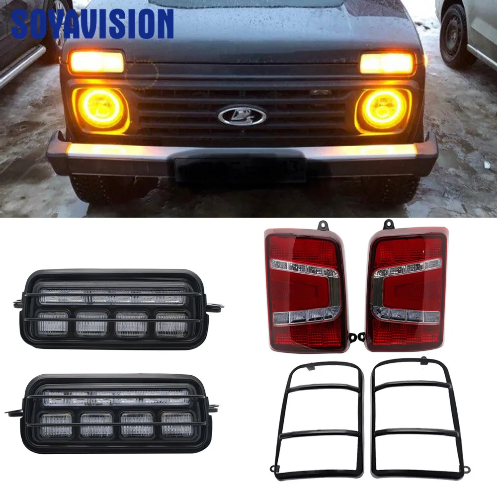 

For Lada Niva 4X4 1995+ LED Tail Lights Running Turn Signal DRL Light PMMA / ABS Plastic Accessories Car Styling Tuning Light