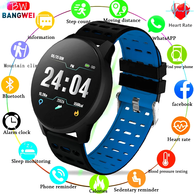 

BANGWEI Smart Sport Watch IP67 Waterproof Large Dial Blood oxygen Heart Rate Monitor Calorie information Reminder Fitness Watch