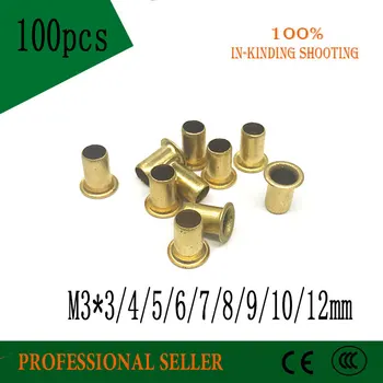 

100pcs M3*3/4/5/6/7/8/9/10/12 mm Hollow Copper rivet Bronze rivets Cross hole Brass rivets Single tube DIY accessories