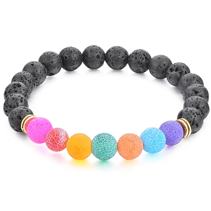 

1Pc 8mm Balls Essential Oil Black Lava Rock Stone Beads Expandable Mens Beaded Bracelet For Men Gift Drop Shipping