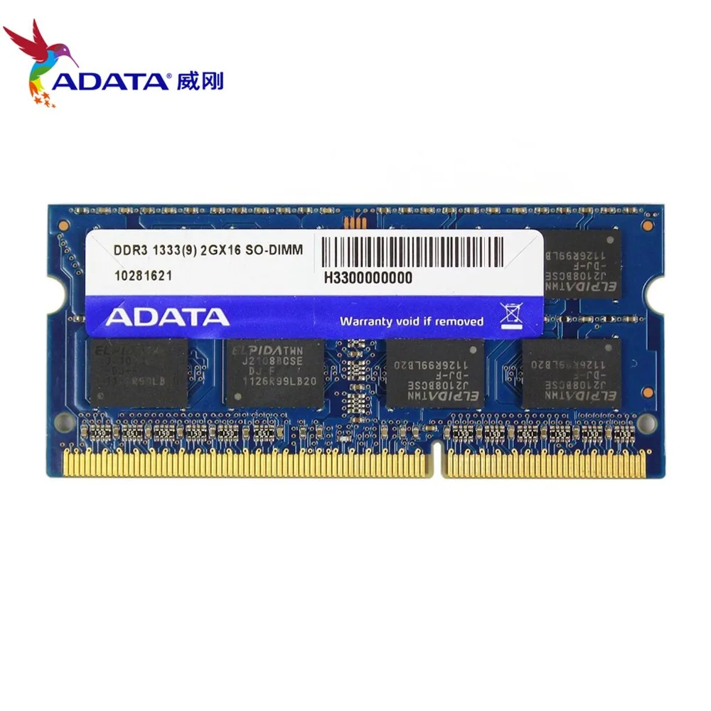 AData DDR3L 2 ГБ 2 г 1333 МГц 2RX8 PC3-10600U DDR3 Тетрадь Оперативная память SO-DIMM 1600 12800 2G 204 оперативной памяти ноутбука памяти