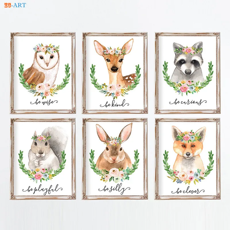 Us 3 98 17 Off Modern Canvas Painting Woodland Animals Baby Animal Poster And Print Wall Art Kids Room Nursery Decor Shower Gift In Us 3 98 17 Off Modern Canvas Painting Woodland Animals Baby Animal Poster And Print Wall Art Kids Room Nursery Decor Shower Gift In