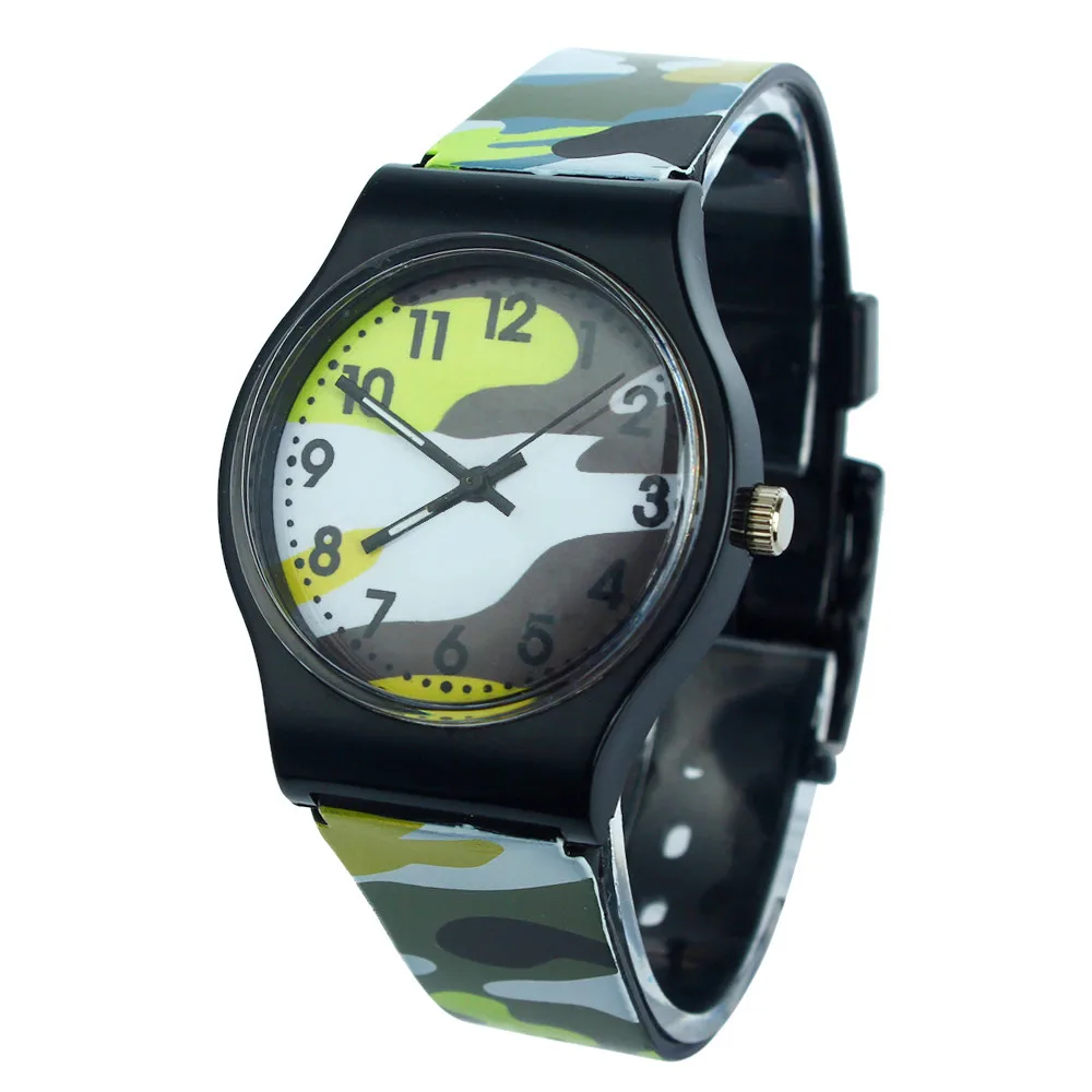 2018 Лидер продаж камуфляжные Детские кварцевые наручные часы для девочек и мальчиков детские часы камуфляжные Кварцевые Спортивные