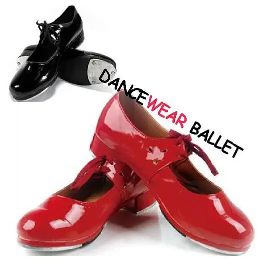 New 2017 Adult Shiny Patent Leather Laced Black Red Tap Dance Shoes