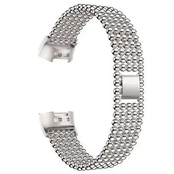 

New Arrival Replacement Alloy Ball Beads Smartwatch Band Bracelet Strap for Fitbit Charge 3