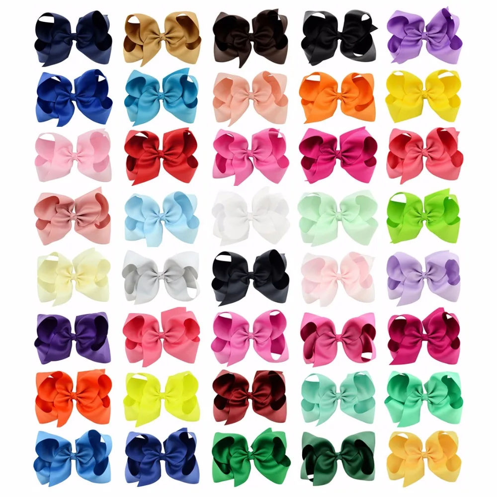 

6 Inch 40pcs/lot 40 colors Colorful Big Hair Bows Solid Hairpins With Clip Hair Accessories Hairclips For Kids 588