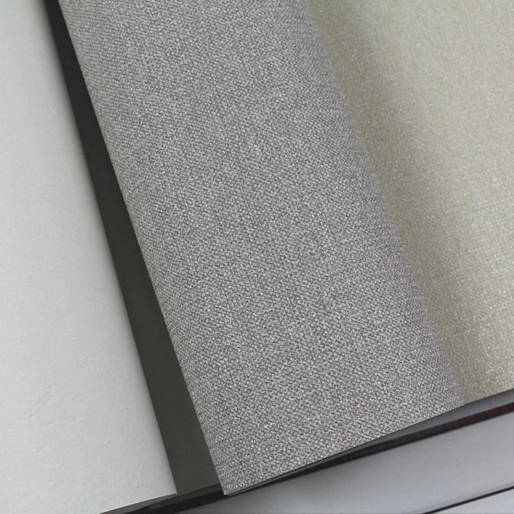 Classic Gray Linen Texture Solid PVC Wallpaper in Wallpapers from Home